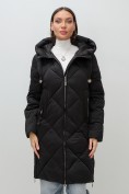 Купить Пальто зимнее утепленное с капюшоном женское черного цвета 7637Ch, фото 18