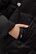 Купить Пальто зимнее утепленное с капюшоном женское черного цвета 7637Ch, фото 21