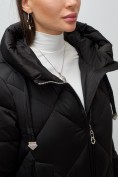 Купить Пальто зимнее утепленное с капюшоном женское черного цвета 7637Ch, фото 24