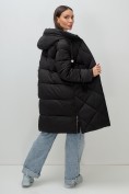 Купить Пальто зимнее утепленное с капюшоном женское черного цвета 7637Ch, фото 7