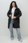 Купить Пальто зимнее утепленное с капюшоном женское черного цвета 7637Ch, фото 8