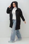 Купить Пальто зимнее утепленное с капюшоном женское черного цвета 7637Ch, фото 9