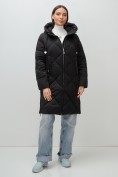 Купить Пальто зимнее утепленное с капюшоном женское черного цвета 7637Ch, фото 11