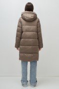 Купить Пальто зимнее утепленное с капюшоном женское коричневого цвета 7637K, фото 12