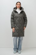 Купить Пальто зимнее утепленное с капюшоном женское зеленого цвета 7637Z, фото 6
