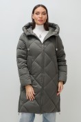 Купить Пальто зимнее утепленное с капюшоном женское зеленого цвета 7637Z, фото 13