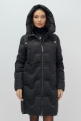 Купить Пальто зимнее утепленное с капюшоном женское черного цвета 7638Ch, фото 6