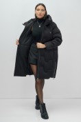 Купить Пальто зимнее утепленное с капюшоном женское черного цвета 7638Ch, фото 16