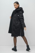 Купить Пальто зимнее утепленное с капюшоном женское черного цвета 7638Ch, фото 18