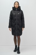 Купить Пальто зимнее утепленное с капюшоном женское черного цвета 7638Ch, фото 19