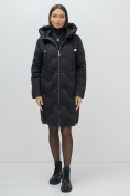 Купить Пальто зимнее утепленное с капюшоном женское черного цвета 7638Ch, фото 20