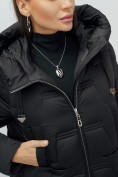 Купить Пальто зимнее утепленное с капюшоном женское черного цвета 7638Ch, фото 11