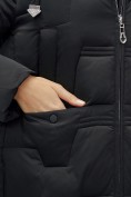 Купить Пальто зимнее утепленное с капюшоном женское черного цвета 7638Ch, фото 12