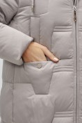Купить Пальто зимнее утепленное с капюшоном женское светло-коричневого цвета 7638SK, фото 11