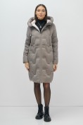 Купить Пальто зимнее утепленное с капюшоном женское серого цвета 7638Sr, фото 6
