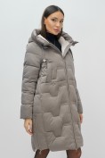 Купить Пальто зимнее утепленное с капюшоном женское серого цвета 7638Sr, фото 15