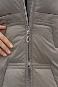 Купить Пальто зимнее утепленное с капюшоном женское серого цвета 7638Sr, фото 20
