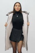 Купить Пальто зимнее утепленное с капюшоном женское серого цвета 7638Sr, фото 21