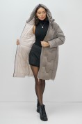 Купить Пальто зимнее утепленное с капюшоном женское серого цвета 7638Sr, фото 22