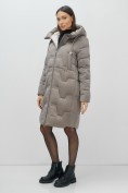 Купить Пальто зимнее утепленное с капюшоном женское серого цвета 7638Sr, фото 7
