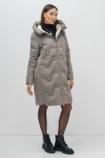 Купить Пальто зимнее утепленное с капюшоном женское серого цвета 7638Sr, фото 8