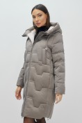 Купить Пальто зимнее утепленное с капюшоном женское серого цвета 7638Sr, фото 14