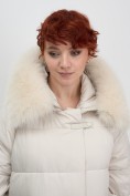 Купить Куртка зимняя женская с мехом и капюшоном тренд бежевого цвета 7639B, фото 14