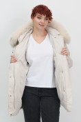 Купить Куртка зимняя женская с мехом и капюшоном тренд бежевого цвета 7639B, фото 17