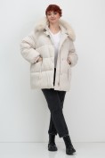 Купить Куртка зимняя женская с мехом и капюшоном тренд бежевого цвета 7639B, фото 19