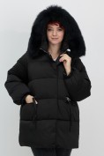 Купить Куртка зимняя женская с мехом и капюшоном тренд черного цвета 7639Ch, фото 18