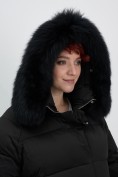Купить Куртка зимняя женская с мехом и капюшоном тренд черного цвета 7639Ch, фото 19