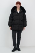 Купить Куртка зимняя женская с мехом и капюшоном тренд черного цвета 7639Ch, фото 20