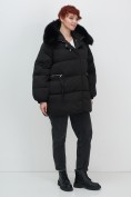 Купить Куртка зимняя женская с мехом и капюшоном тренд черного цвета 7639Ch, фото 21