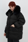 Купить Куртка зимняя женская с мехом и капюшоном тренд черного цвета 7639Ch, фото 11