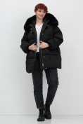 Купить Куртка зимняя женская с мехом и капюшоном тренд черного цвета 7639Ch, фото 16