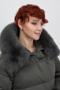 Купить Куртка зимняя женская с мехом и капюшоном тренд темно-зеленого цвета 7639TZ, фото 16