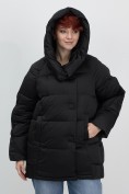 Купить Куртка зимняя женская с капюшоном модная черного цвета 7651Ch, фото 21