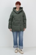 Купить Куртка зимняя женская с капюшоном модная цвета хаки 7651Kh, фото 9