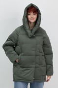 Купить Куртка зимняя женская с капюшоном модная цвета хаки 7651Kh, фото 21