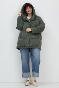 Купить Куртка зимняя женская с капюшоном модная цвета хаки 7651Kh, фото 23