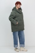 Купить Куртка зимняя женская с капюшоном модная цвета хаки 7651Kh, фото 10