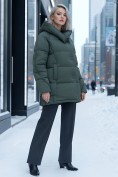 Купить Куртка зимняя женская с капюшоном модная цвета хаки 7651Kh, фото 4