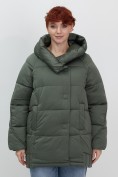 Купить Куртка зимняя женская с капюшоном модная цвета хаки 7651Kh, фото 13