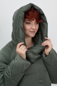 Купить Куртка зимняя женская с капюшоном модная цвета хаки 7651Kh, фото 17