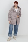 Купить Куртка зимняя женская с капюшоном модная светло-коричневого цвета 7651SK, фото 19