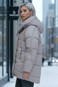 Купить Куртка зимняя женская с капюшоном модная светло-коричневого цвета 7651SK, фото 2
