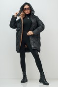 Купить Куртка зимняя женская с капюшоном модная черного цвета 7653Ch, фото 14