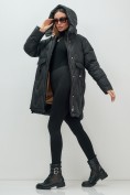 Купить Куртка зимняя женская с капюшоном модная черного цвета 7653Ch, фото 15