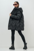 Купить Куртка зимняя женская с капюшоном модная черного цвета 7653Ch, фото 16