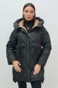 Купить Куртка зимняя женская с капюшоном модная черного цвета 7653Ch, фото 6